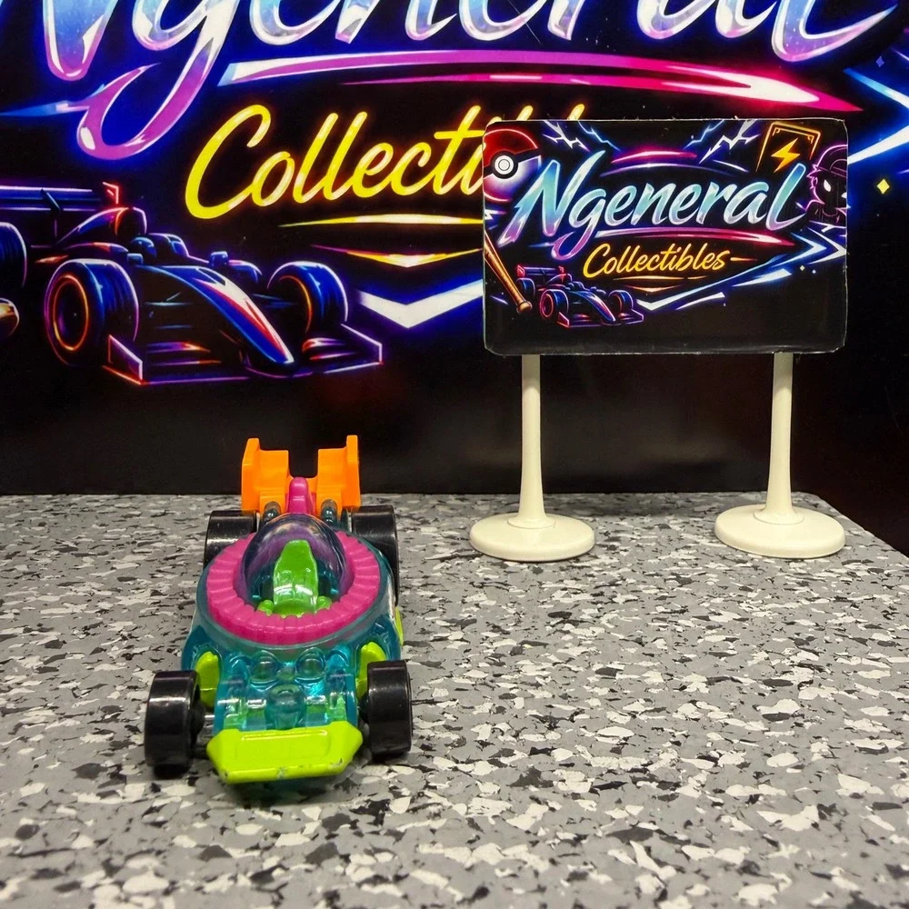 Hot Wheels Bubble Matic Translucent Teal Neon Green 2017 Experimotors FJY75 Car